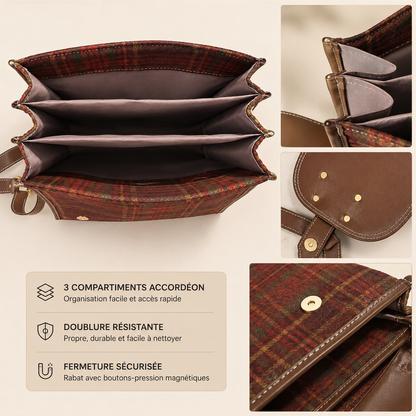 Sac à dos cartable tartan en simili cuir