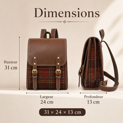 Sac à dos cartable tartan en simili cuir
