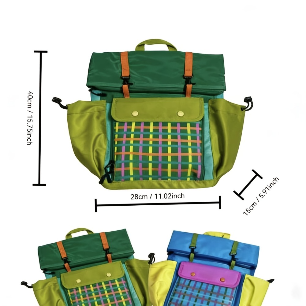 Sac à dos roll-top coloré à carreaux