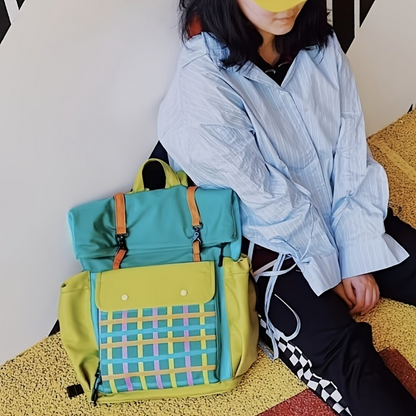 Sac à dos roll-top coloré à carreaux