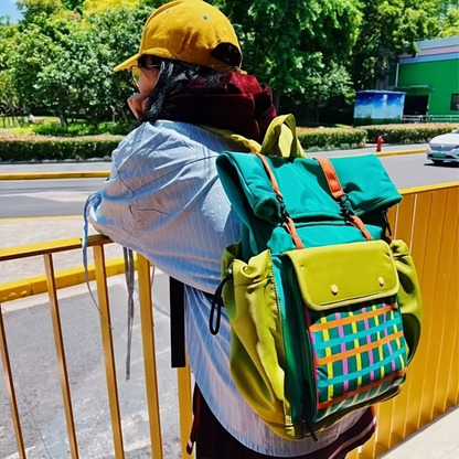 Sac à dos roll-top coloré à carreaux