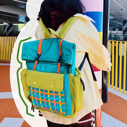 Sac à dos roll-top coloré à carreaux