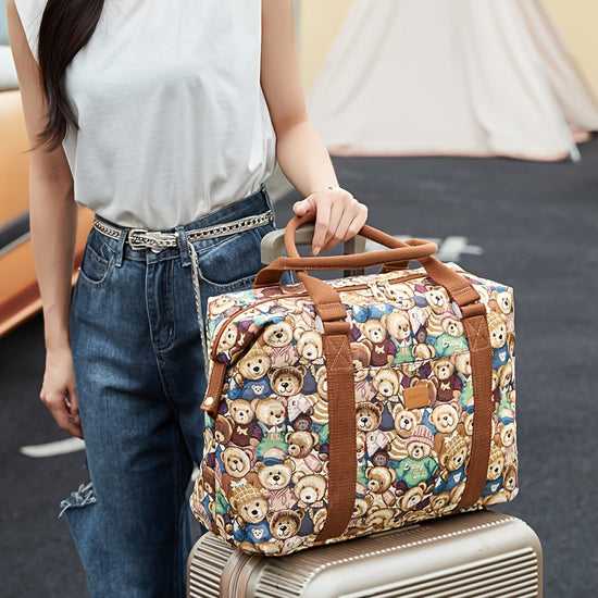 Bear Woven Shoulder Bag Large Capacity Leisure Fashion Trolley Luggage